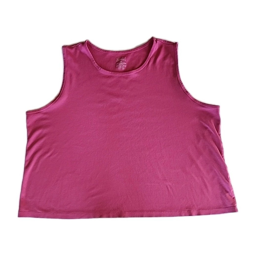 LL Bean Womens Tank Top 3X Pink Supima Cotton Sleeveless Casual Layering Basic